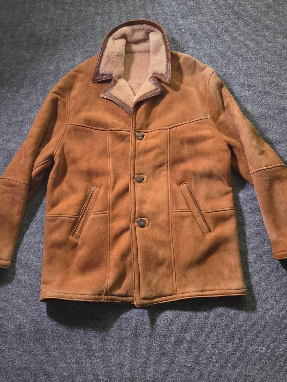 Vintage Lone Pine Shearling Coat 48 Real Leather Sheepskin - Picture 2 of 15